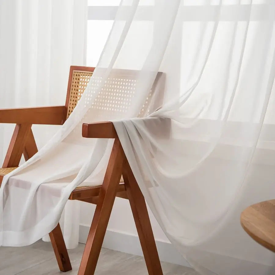 Sheer Pinch Pleated Curtains Lightweight Light Filtering For Living Room