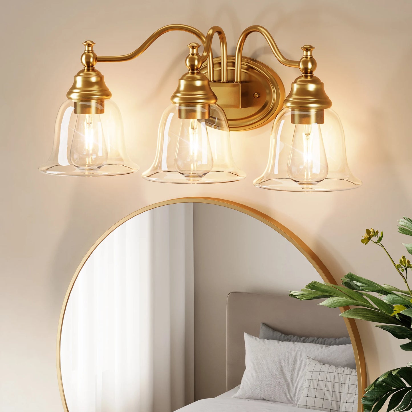Tribesigns 3 Light Vanity Bathroom Wall Sconce Clear Glass Shades