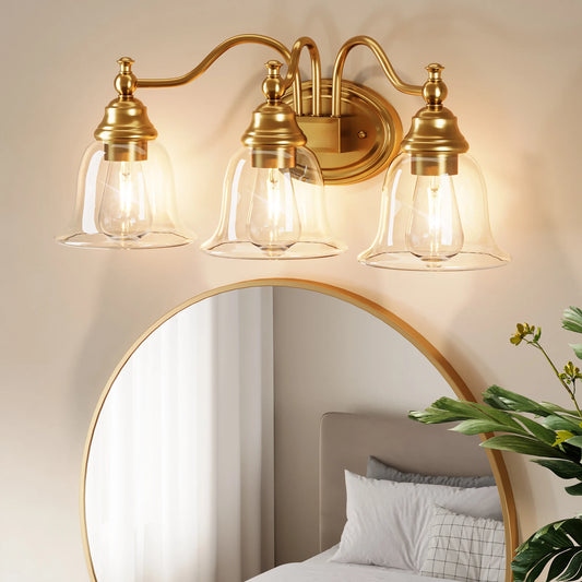 Tribesigns 3 Light Vanity Bathroom Wall Sconce Clear Glass Shades