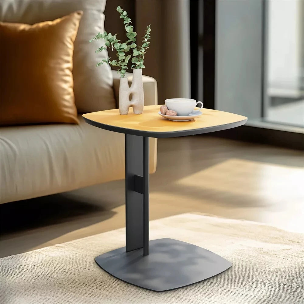 Wisfor Luxury C Table With Saddle Leather Top And Metal Leg