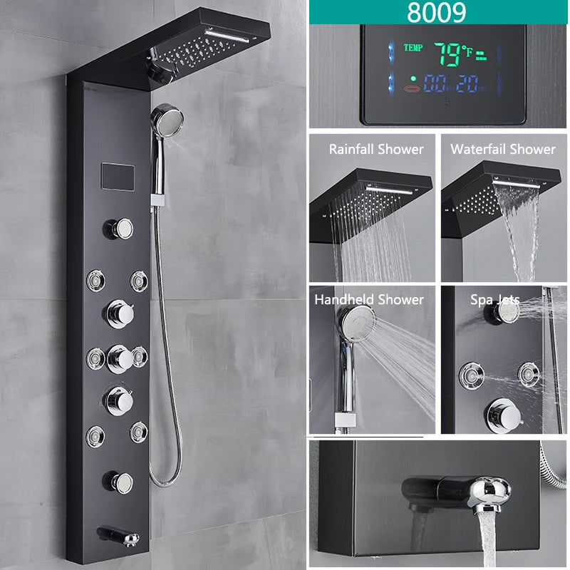Wanmivezlo LED Bath Shower Faucet Panel System Temperature
