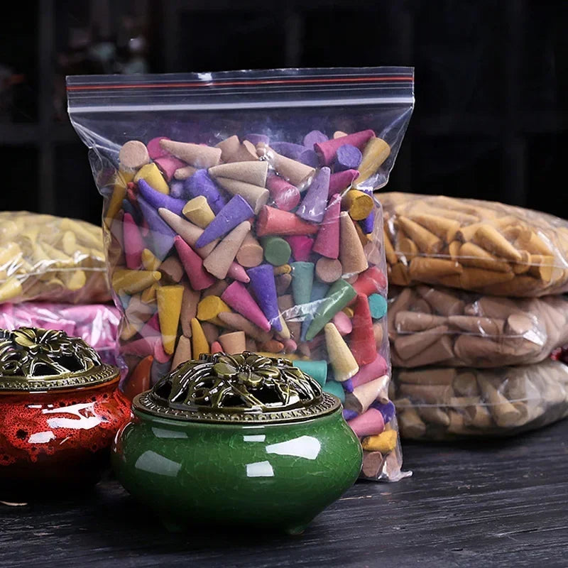 60Pcs Mixed Scented Incense Cones Waterfall Backflow Aromatherapy Anxiety Relief