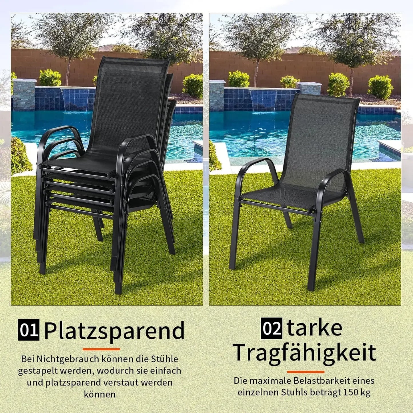 Carrying Folding Garden Chairs Teslin Fabric High Back