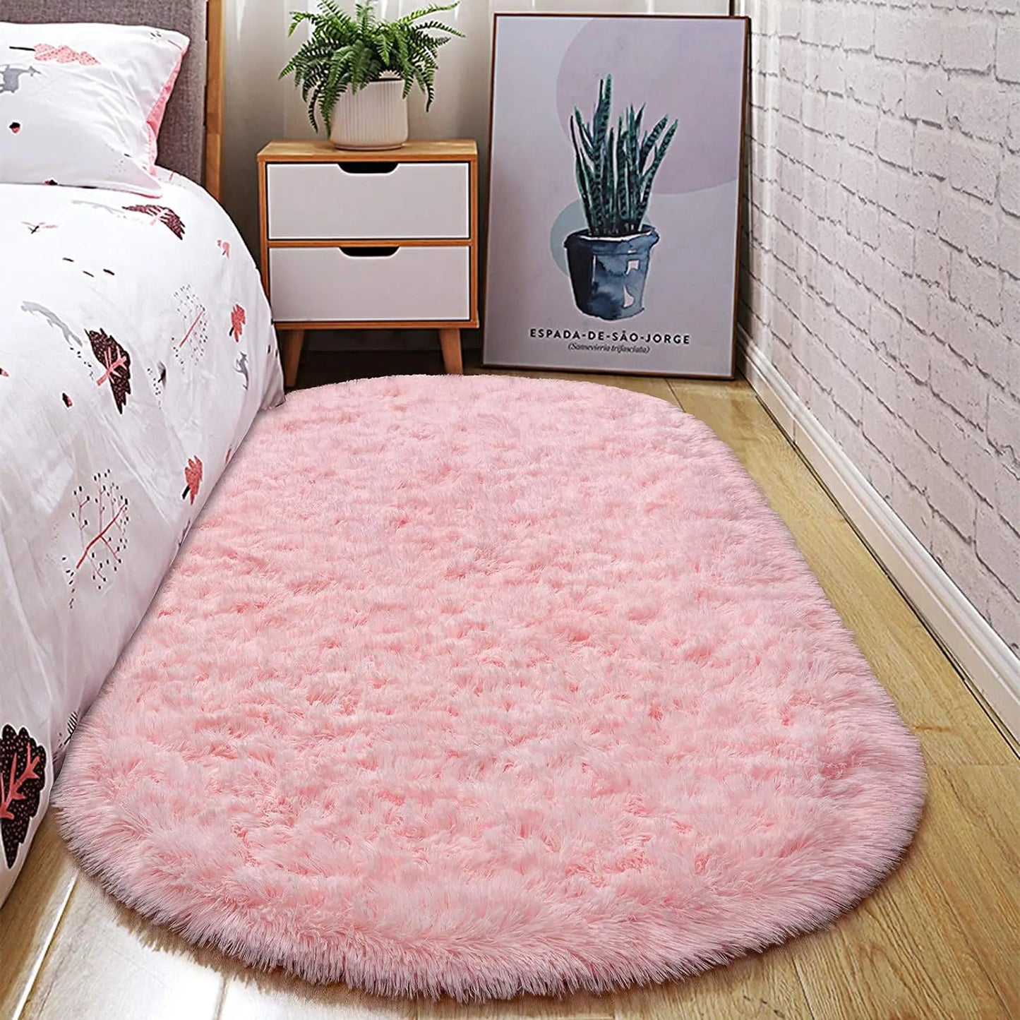 Aubusson Oval Fluffy Ultra Soft Area Rug For Bedroom