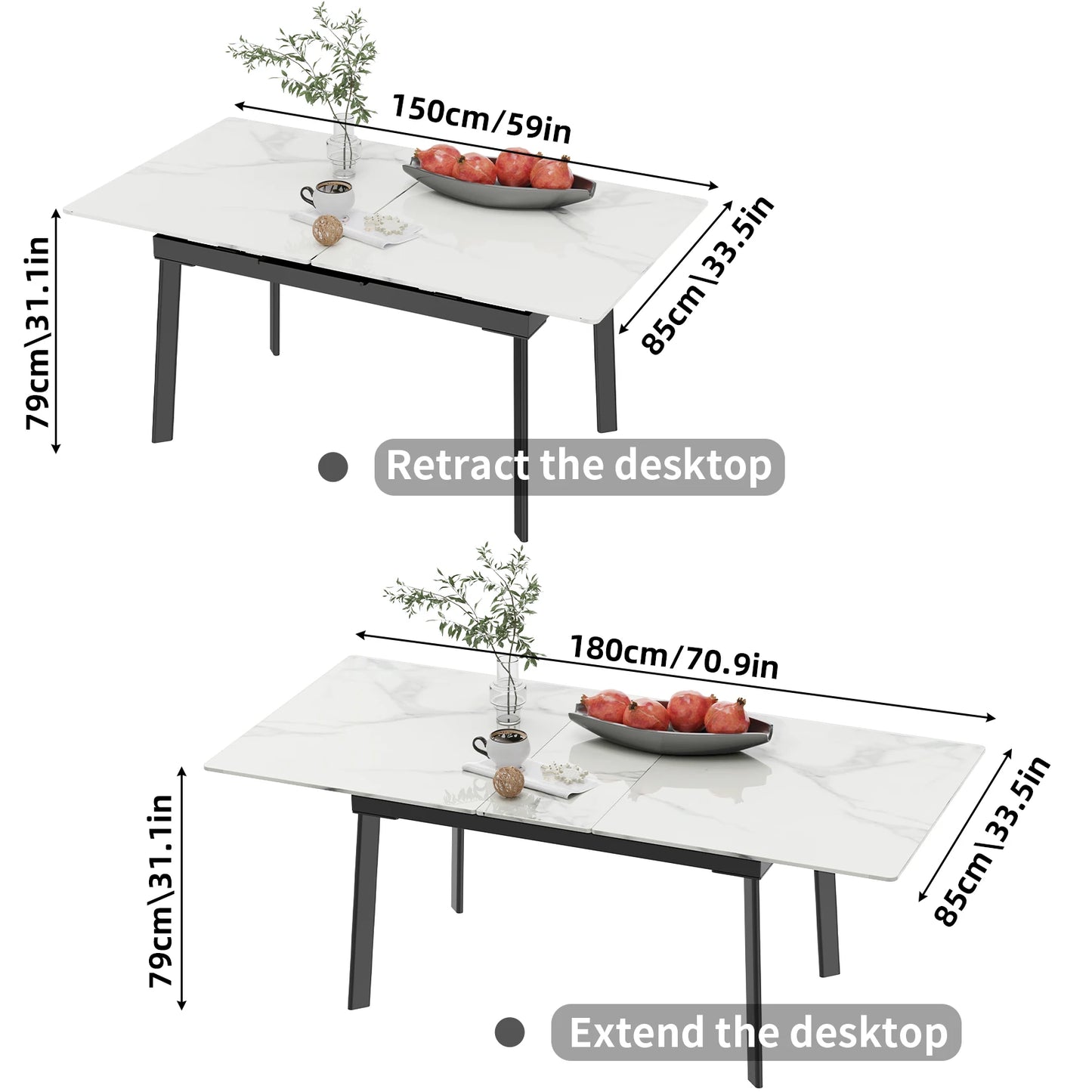 Finishes Extendable Sintered Stone Dining Table 8To10