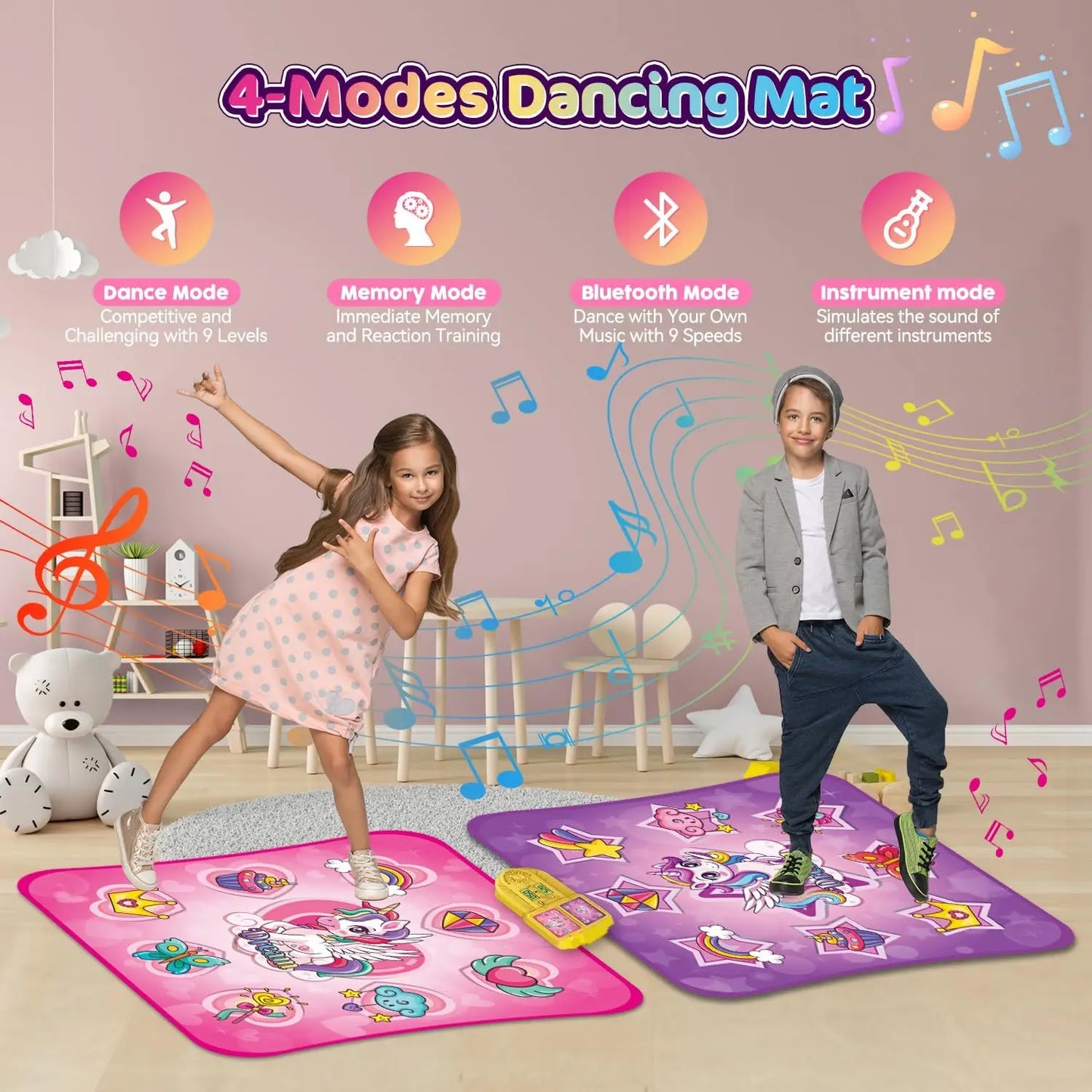VATOS Unicorn Dance Mat Interactive Educational Indoor Outdoor Comprehensive Pack