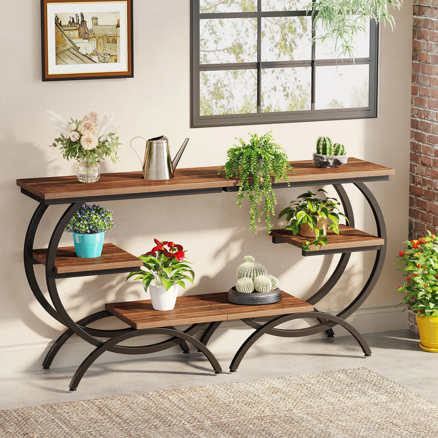 Tribesigns C Shaped End Table Industrial 3 Tier Storage Shelf