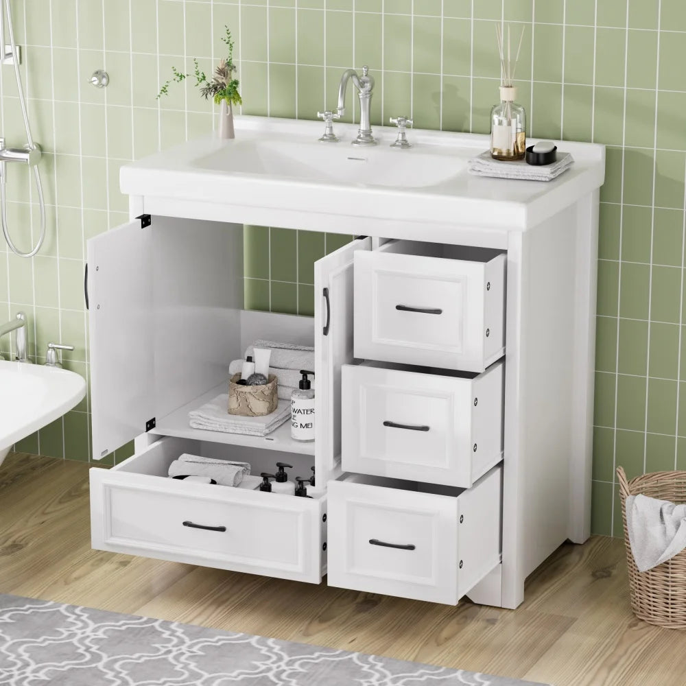 LWOH Bathroom Vanity With Double Doors And Drawers
