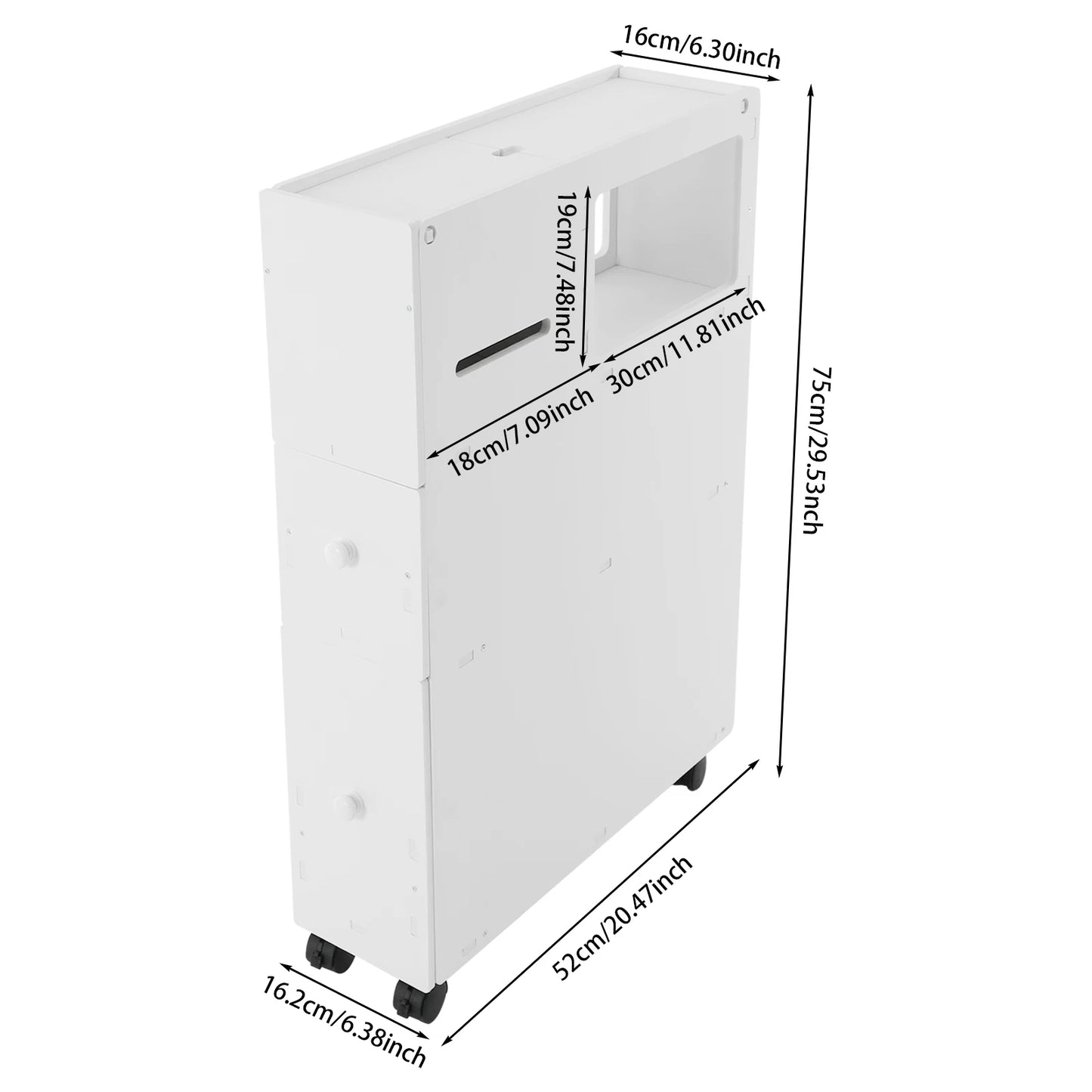 Hign-concerned Narrow Bathroom Cabinet With Drawers