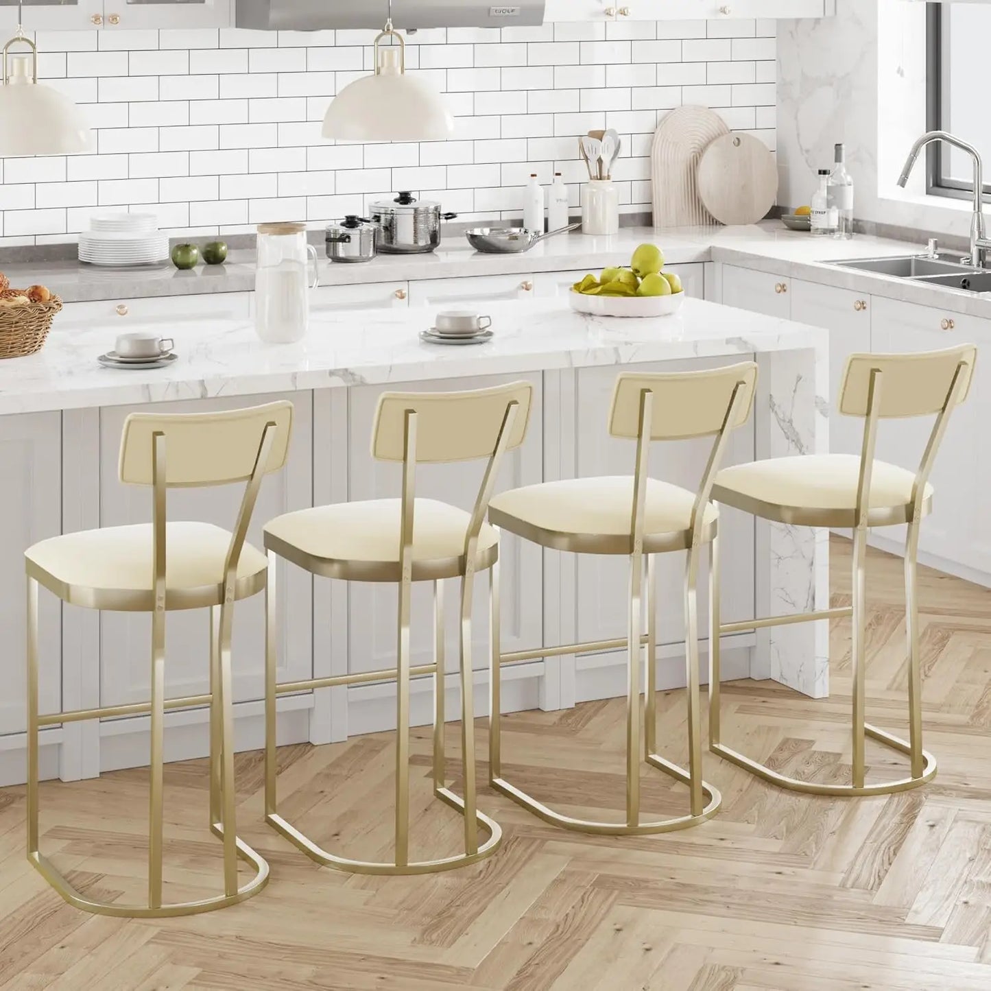 Acekool Counter Height Bar Stools With Upholstered Seat And Back