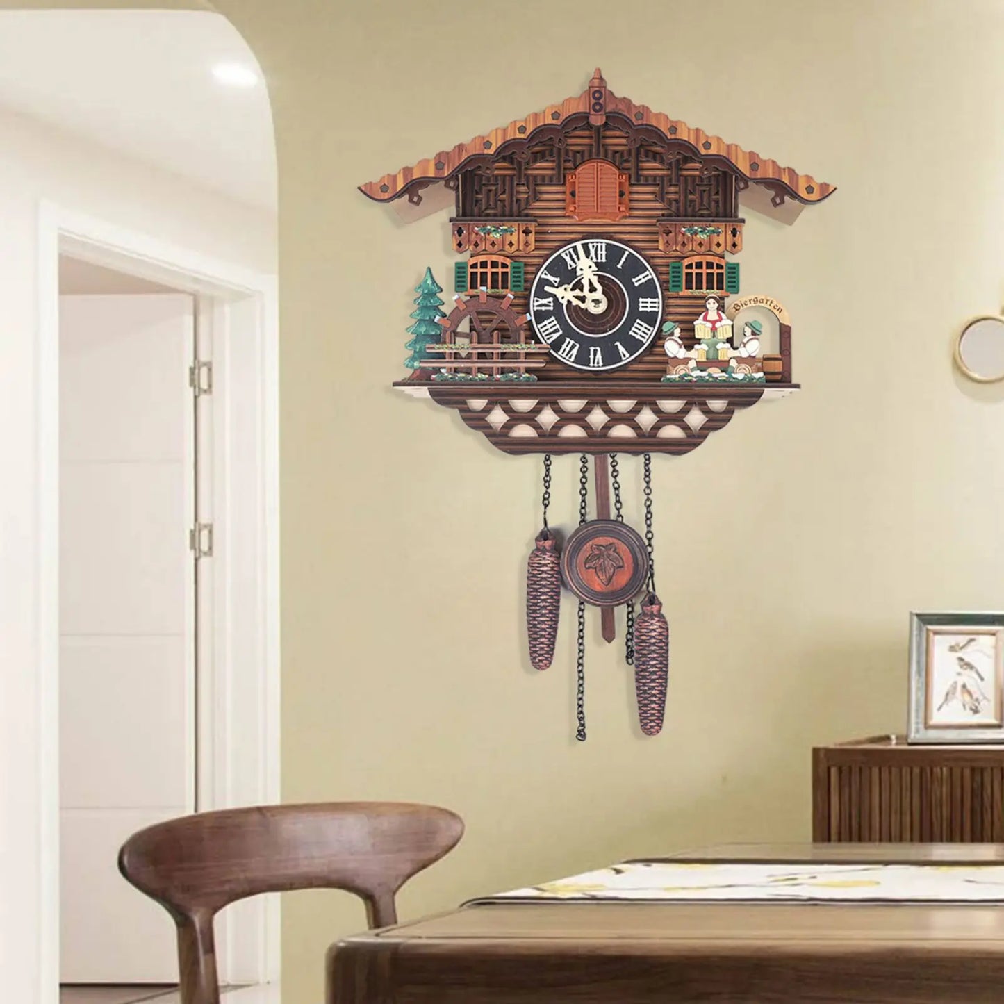 Combination Bird Cuckoo Wall Clock With Swing And Wings