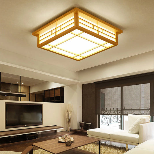 Japan Style Solid Wood Ceiling Lamp With Remote Control LED