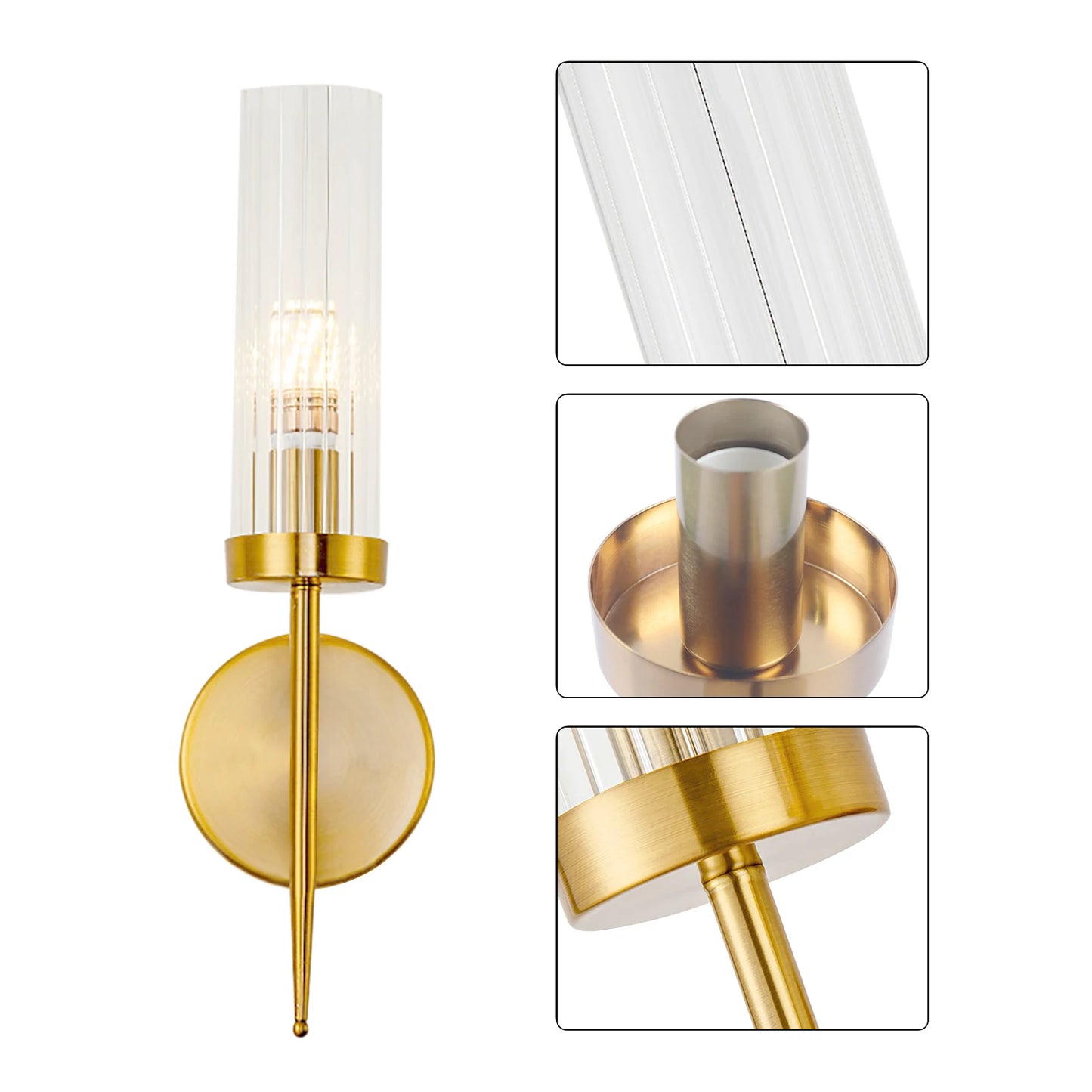 Elegant Golden Wall Sconce With Crystalline Glass Shade Luminescent LuminaryIllumination