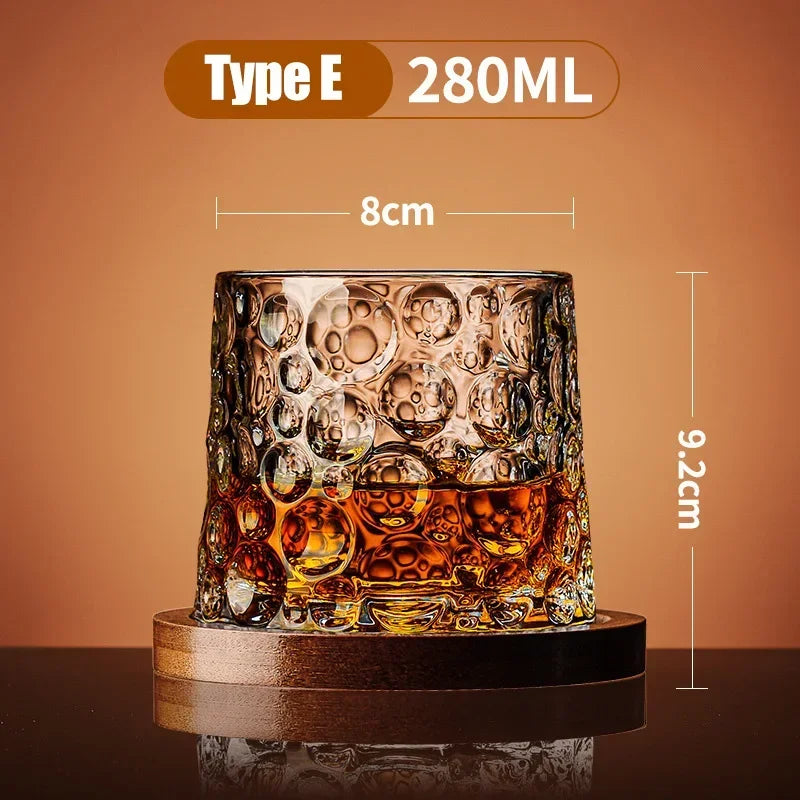 Crystal Tumbler Whiskey Glass With Base Rotating Spinning