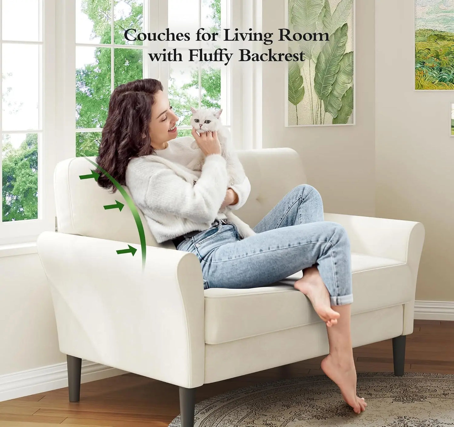 ZUIJI Velvet Sofa Loveseat Modern Couch For Living Room