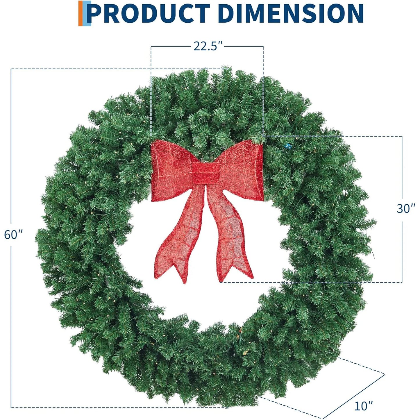 Guangdong Artificial Christmas Wreath With Bow Pre Lit LED