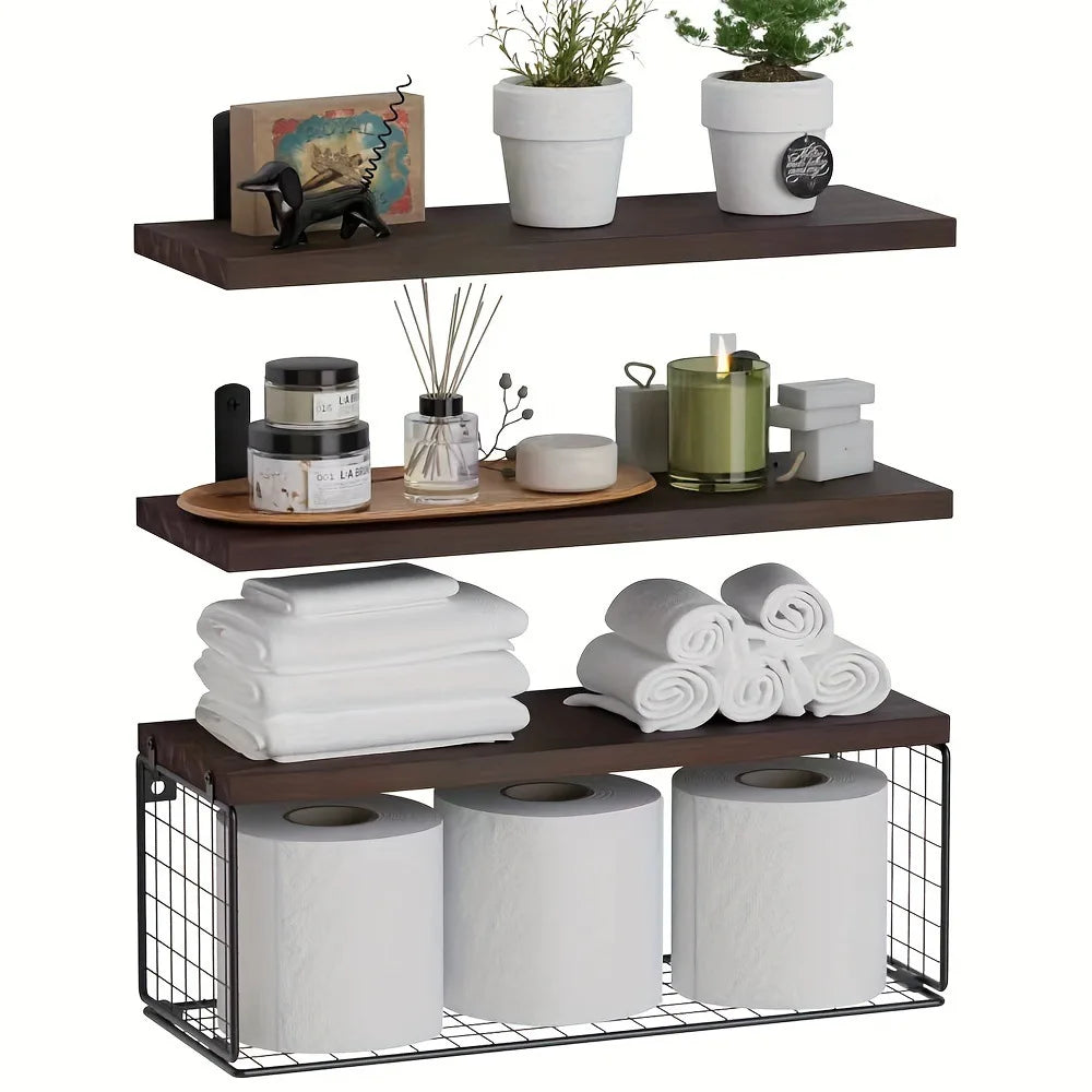 Hign-concerned Wall Mounted Floating Shelves Triple Tier