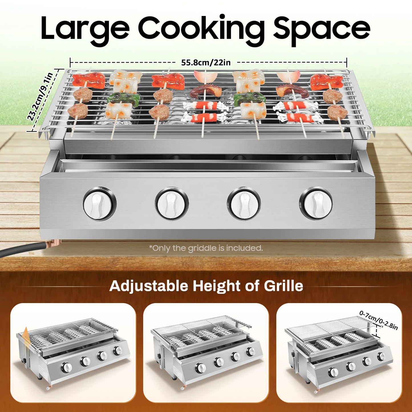Stainless Steel Gas Grill Roaster 4 Burner BBQ For Camping