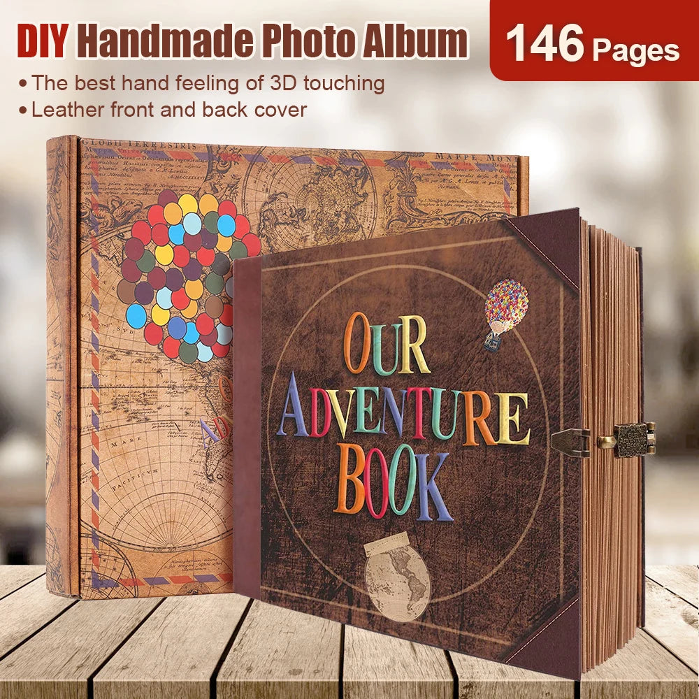 Our Adventure Book 146 Page DIY Handmade Photo Album Scrapbook Retro Kraft