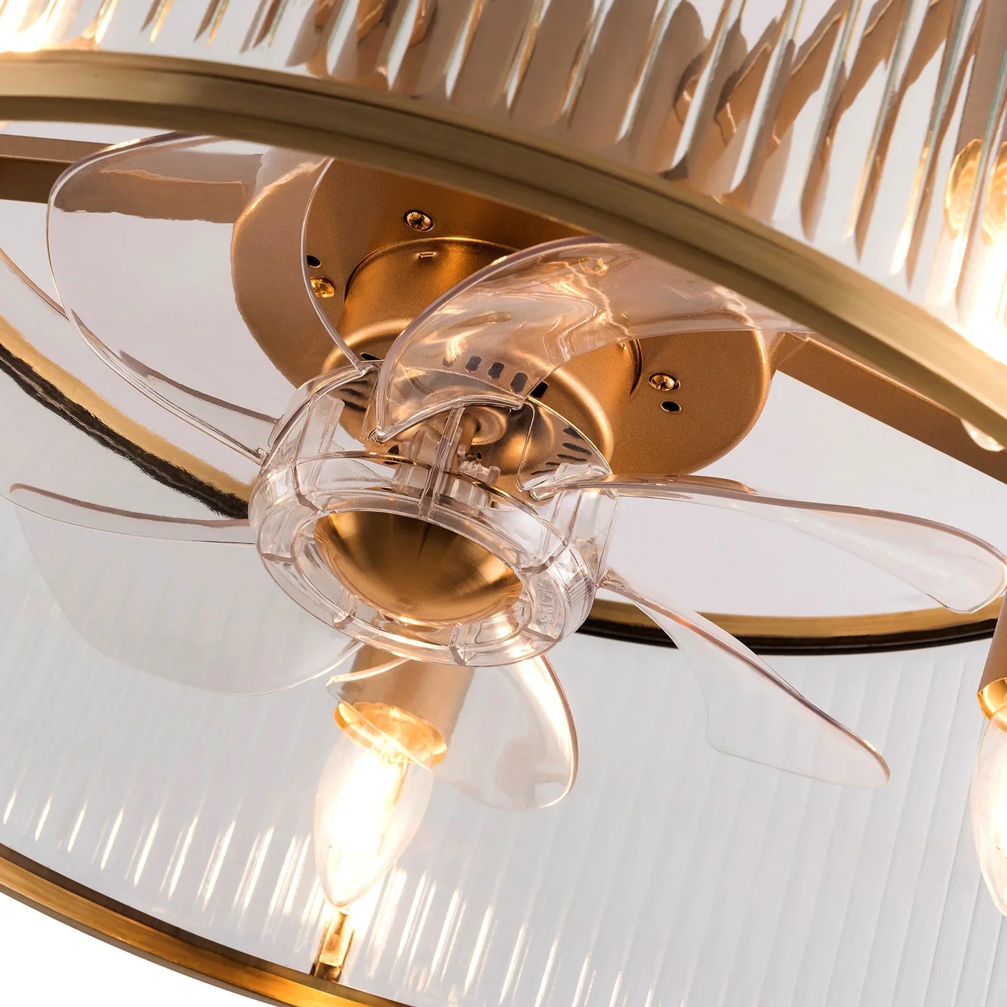 Gold Caged Ceiling Fan With Remote Farmhouse Light