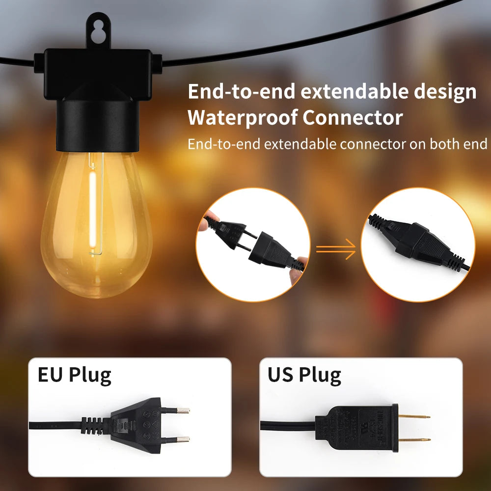 Arbrac 15M LED String Lights Festoon Shatterproof Outdoor