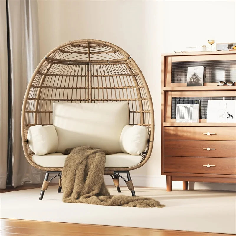 Oversized Wicker Egg Chair Outdoor Cushions With Frame