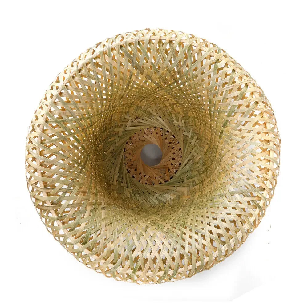 Bamboo Wicker Rattan Pendant Light E27 Ceiling Hanging Lamp Dimmable