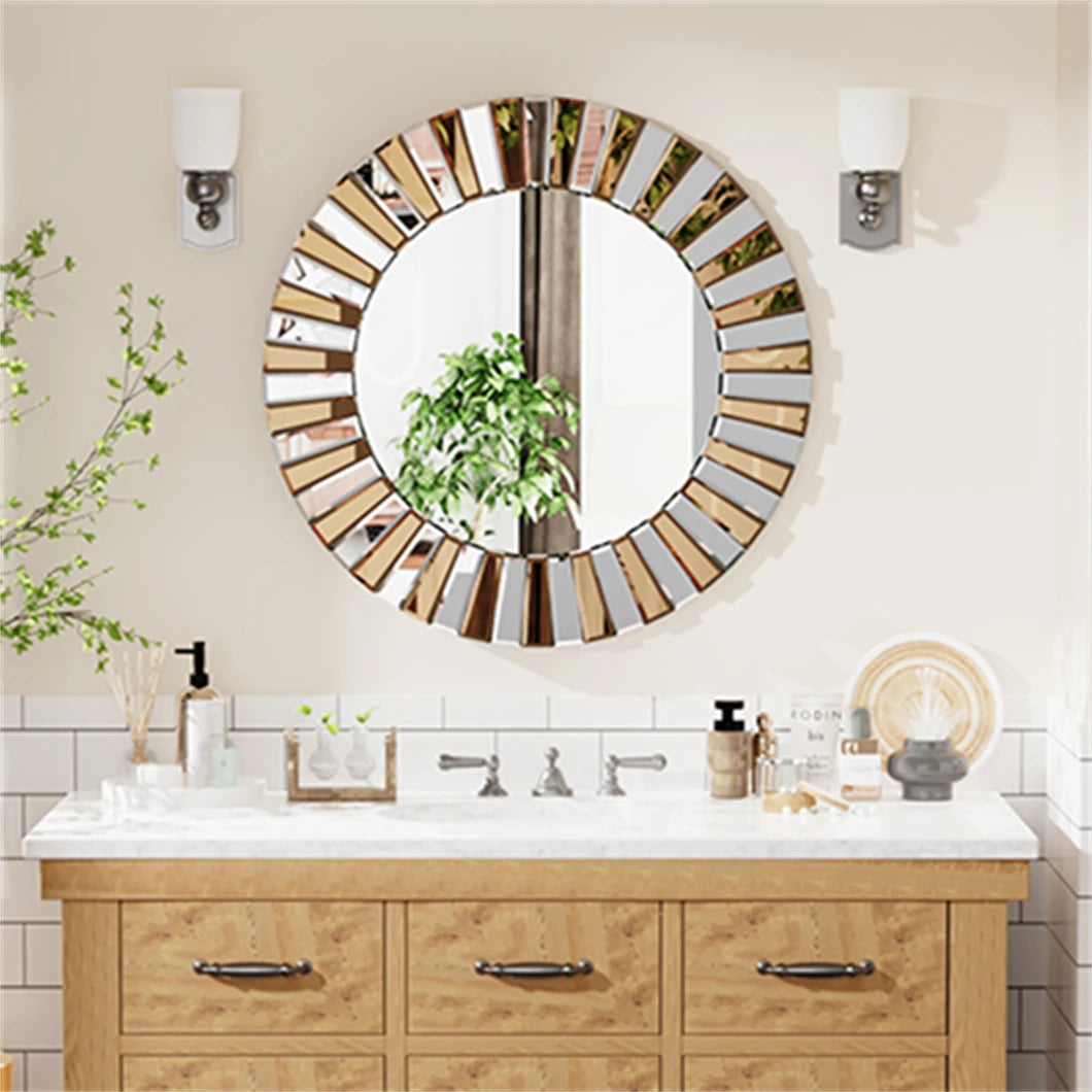 Borwarth Round Wall Mirror Decor Accent For Hallway Bathroom