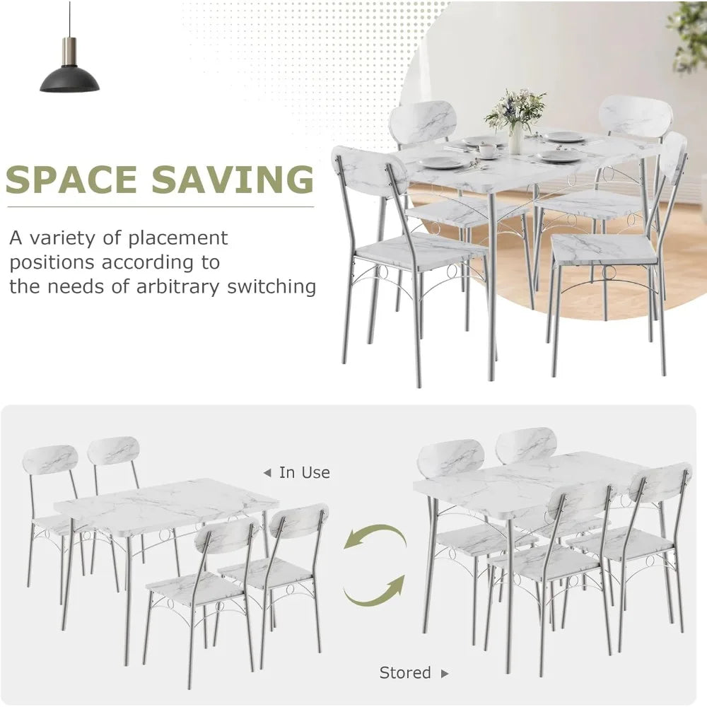 Dining Table Set MDF Tabletop With Metal Frame And Chairs