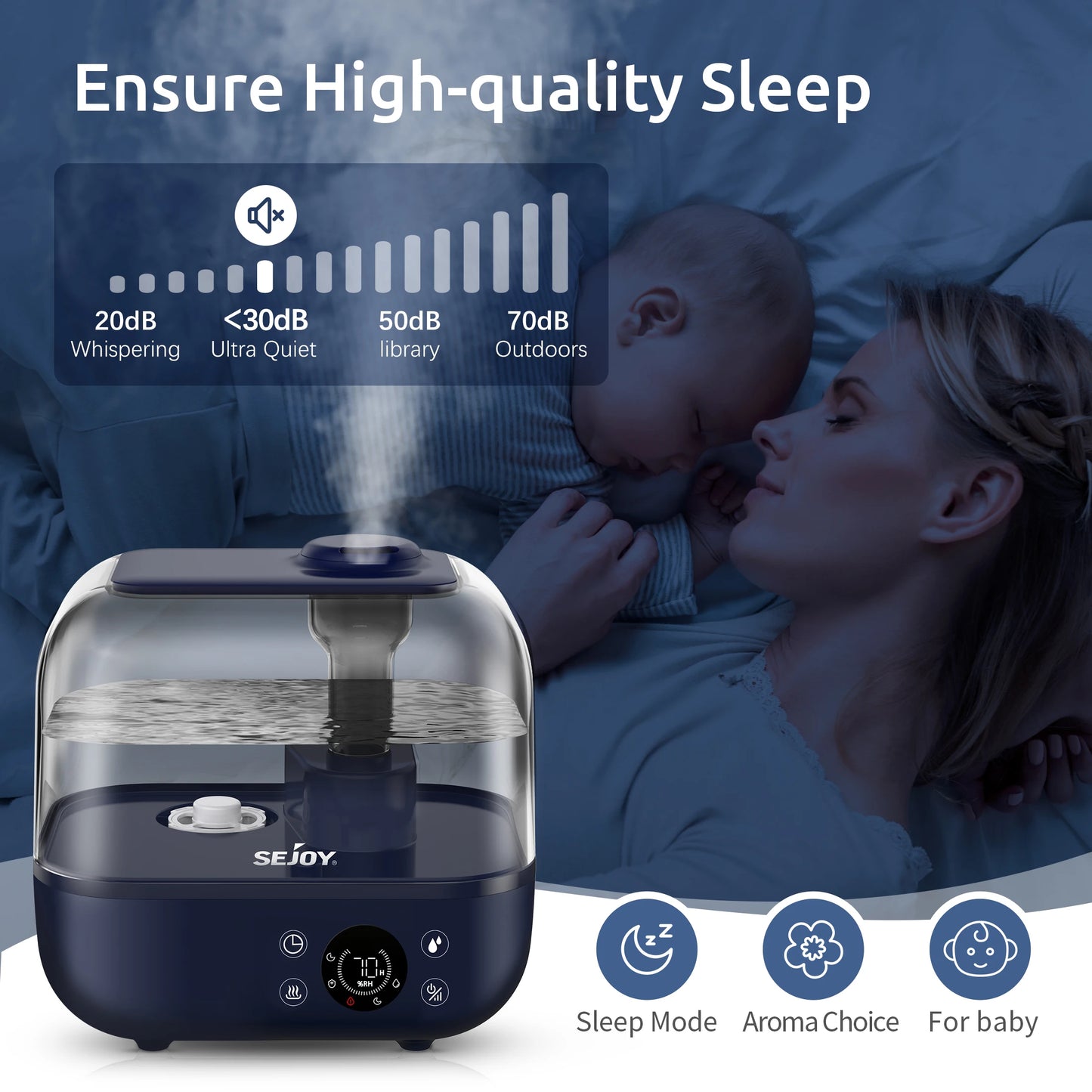 Sejoy Ultrasonic Humidifier With Aromatherapy Diffuser