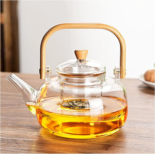 Glass Teapot With Infuser For Stove Top And Microwave Safe