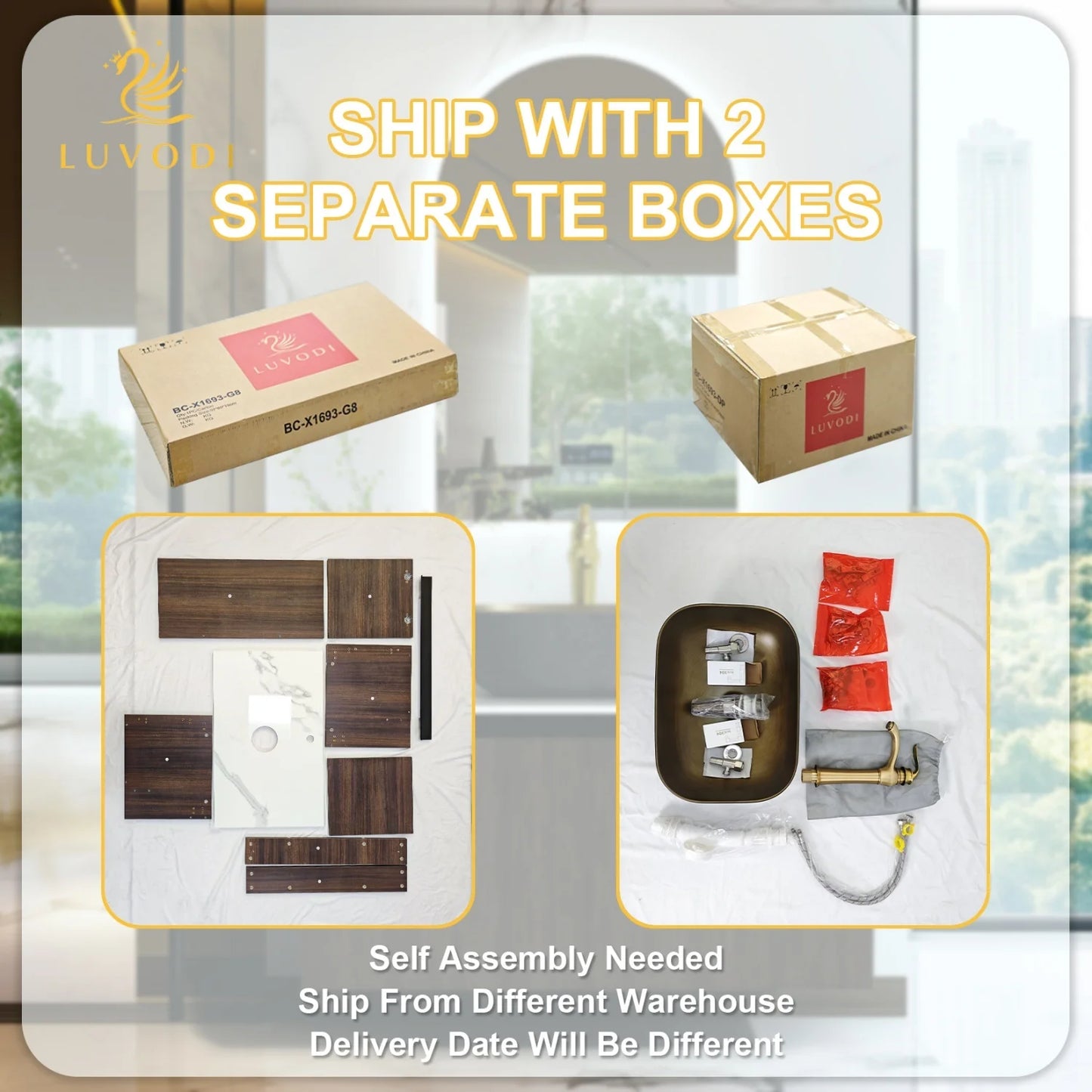 Hign-concerned Marble Floating Bathroom Vanity Sink Combo