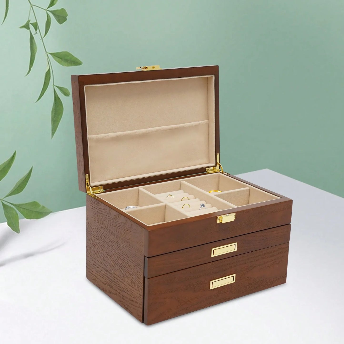 NONECN Wood Jewelry And Watch Display Case Organizer