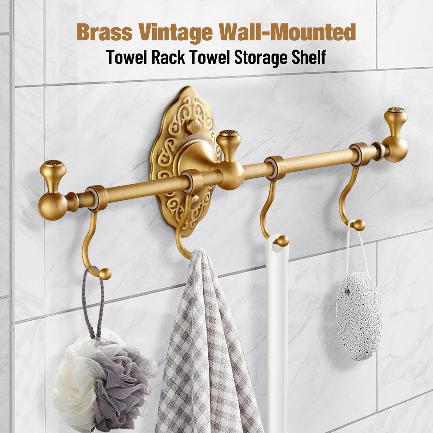 Hign Concerned Wall Mounted Towel Rail Bar With 4 Hooks