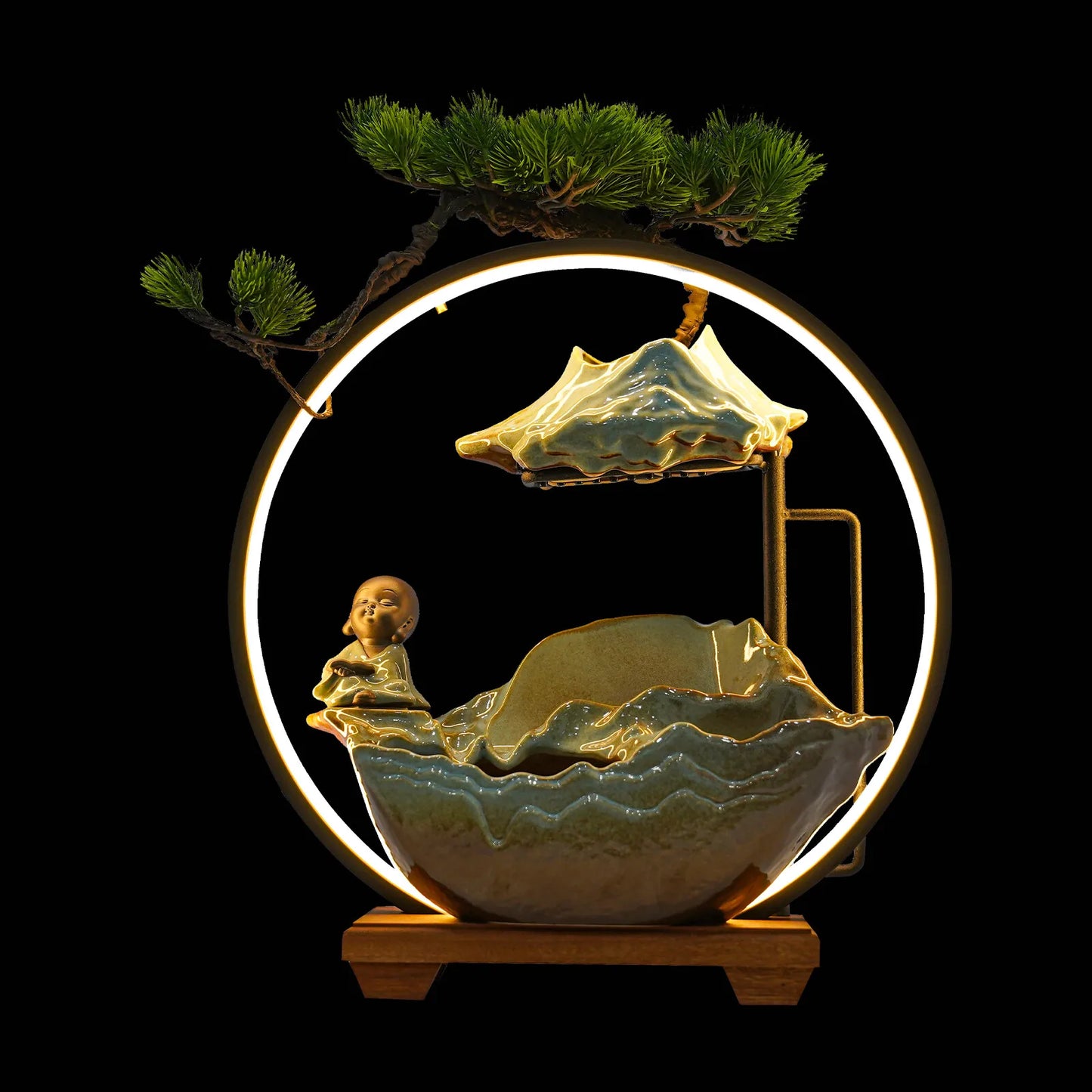 Hign-concerned Tabletop Ceramic Wood Water Fountain