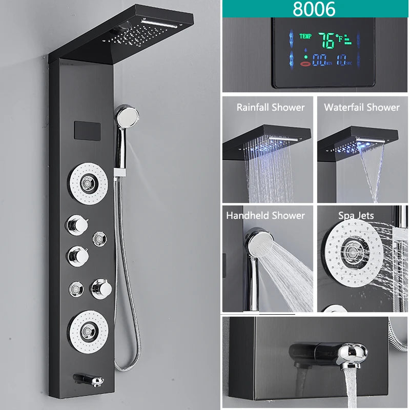 Wanmivezlo LED Bath Shower Faucet Panel System Temperature
