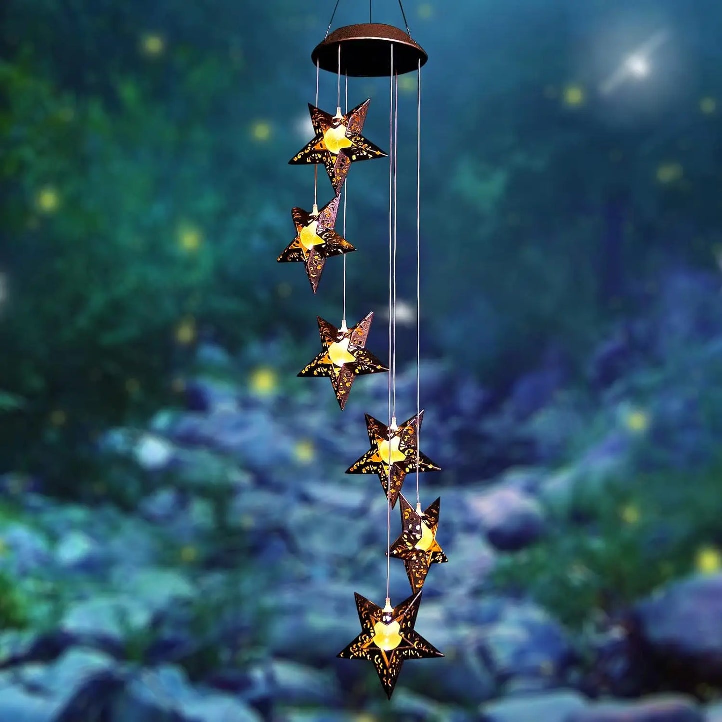 Hign Concerned Solar Wind Chimes Sun Moon Star Lights Garden