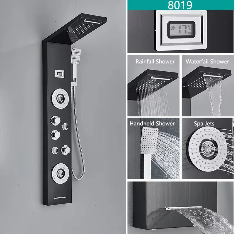 Wanmivezlo LED Bath Shower Faucet Panel System Temperature