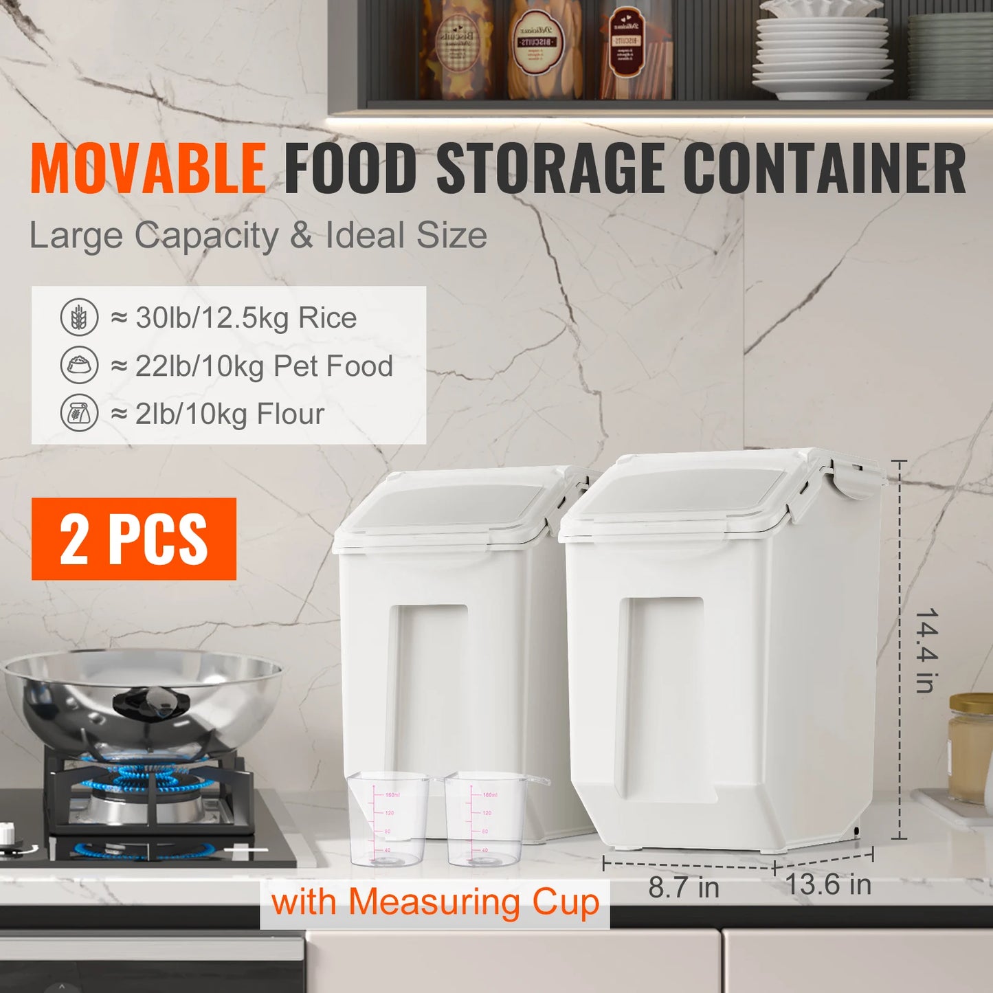 SucceBuy Dispenser Bin Duo For Ingredient Storage With Lids