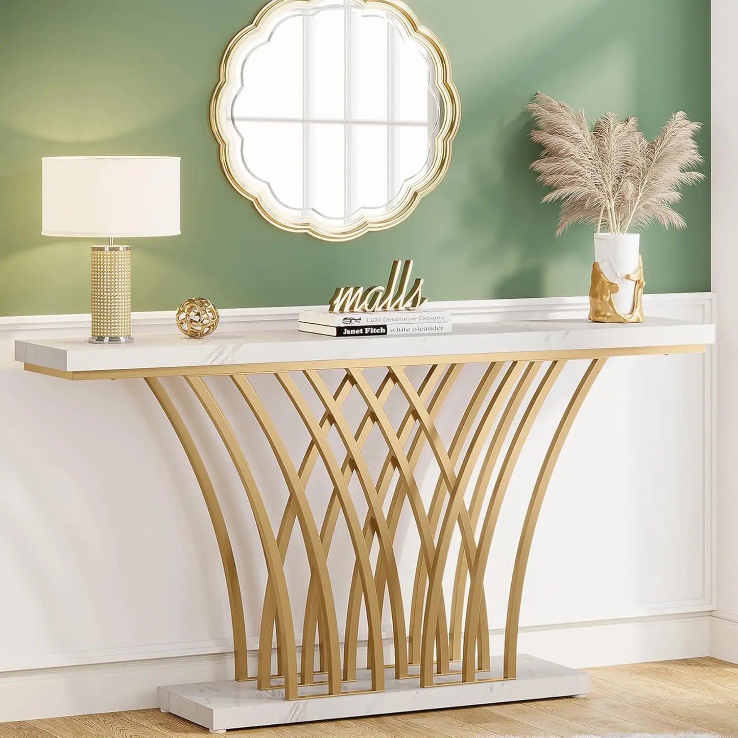 Little Tree Console Table Modern Entryway Grid Base