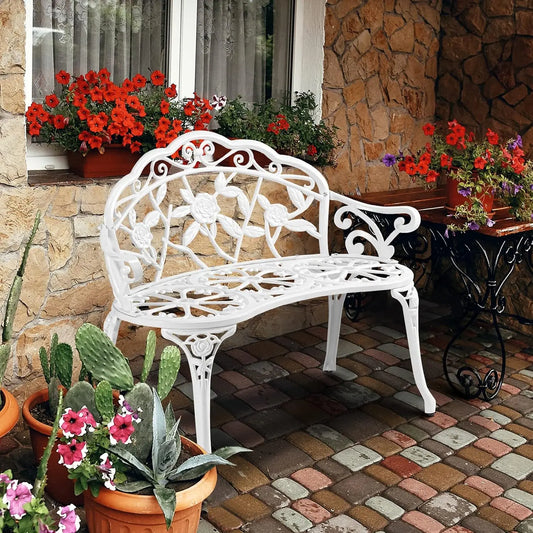 Antique Style Garden Rose Bench Cast Iron With Aluminum Frame