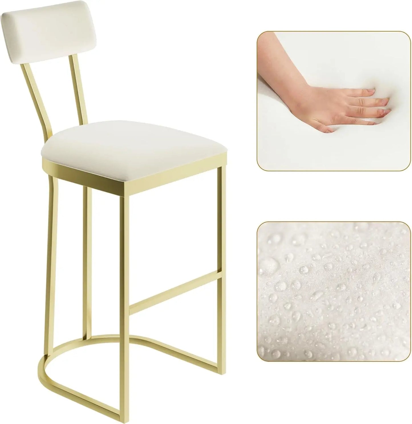 Acekool Counter Height Bar Stools With Upholstered Seat And Back