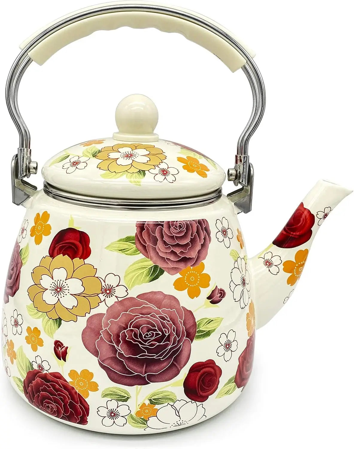 Floral Ceramic Enamel Elegant Teapot For Stovetop Kettle
