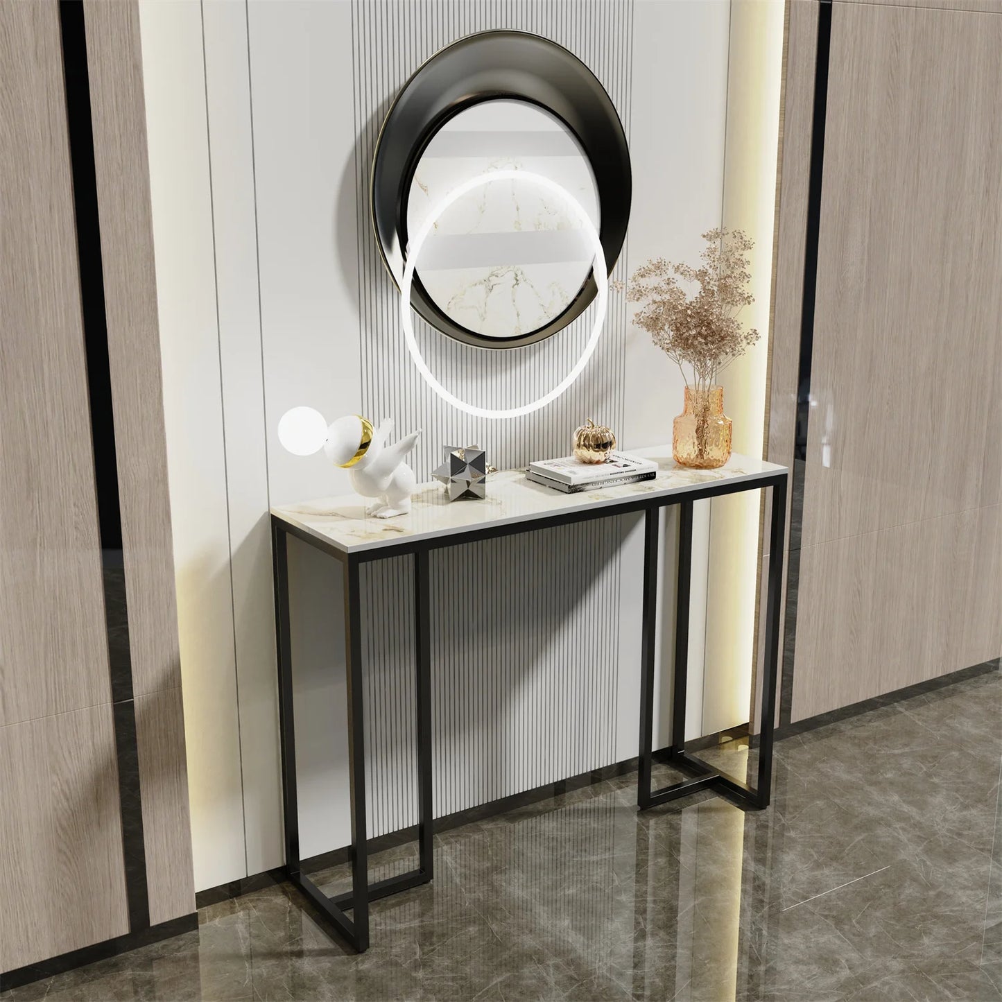 Wisfor Light Luxury Modern Marble Console Table Iron Frame