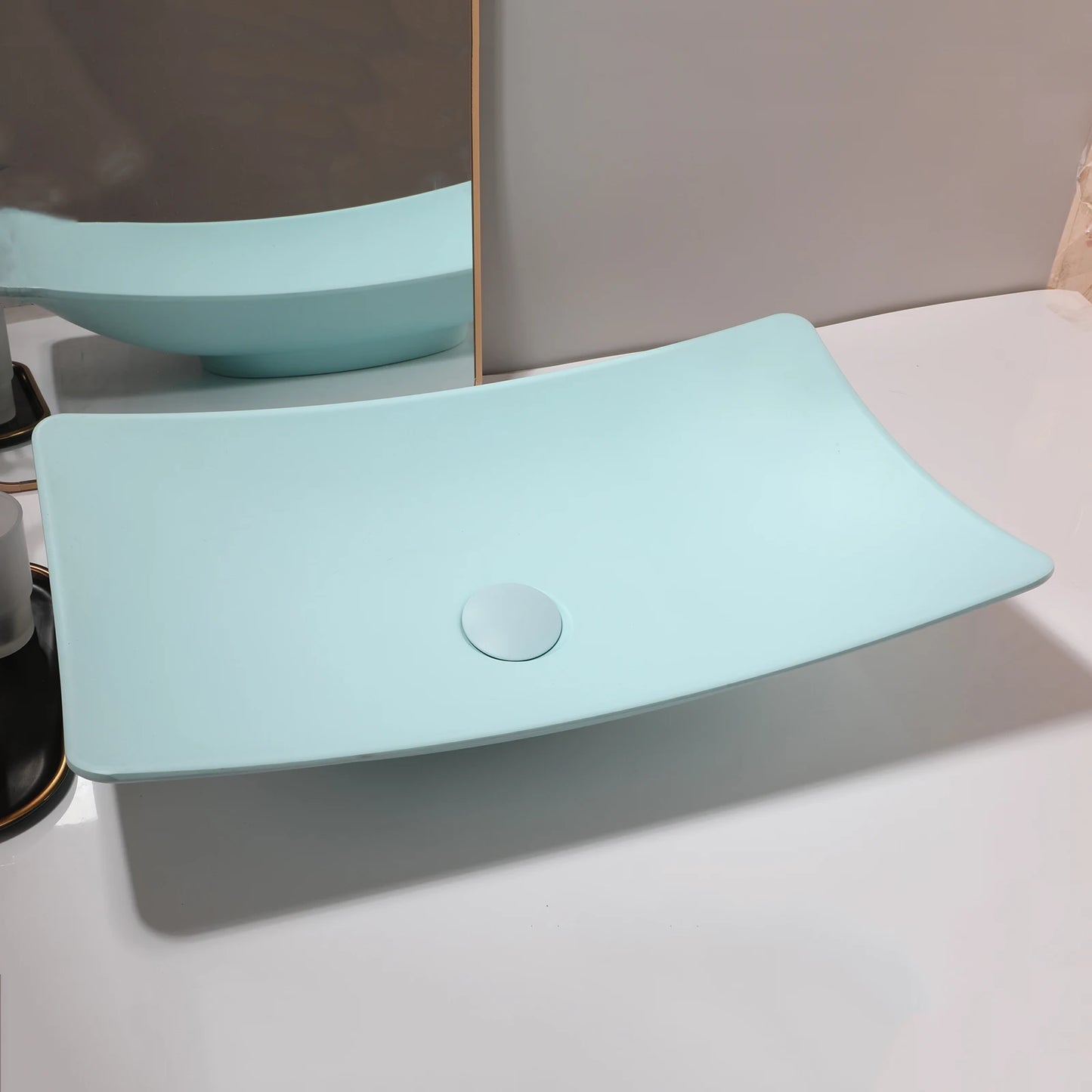 MEKKHALA Rectangular Vessel Sink Stone Resin Washbasin