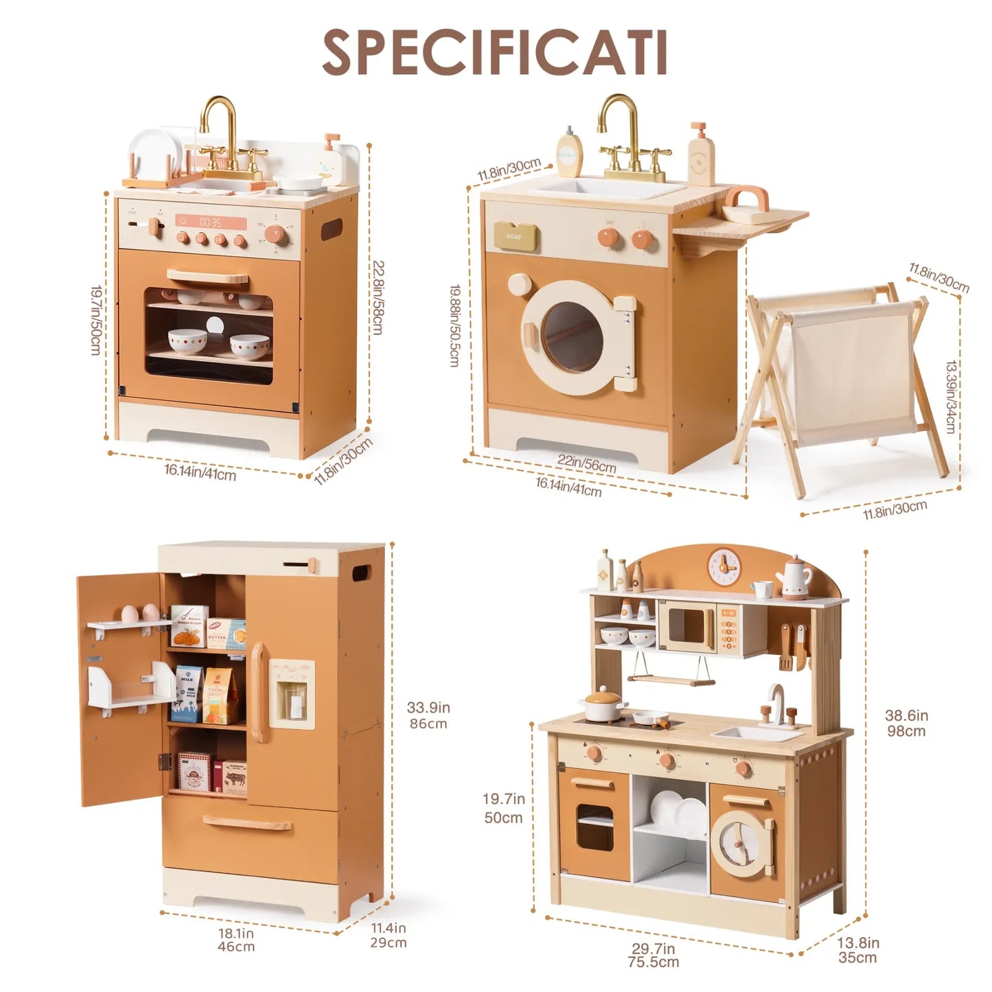 Robotime Wooden Kitchen Playset Washing Machine Dishwasher