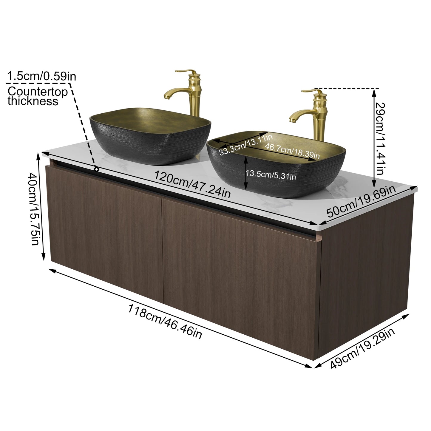 Hign-concerned Marble Floating Bathroom Vanity Sink Combo
