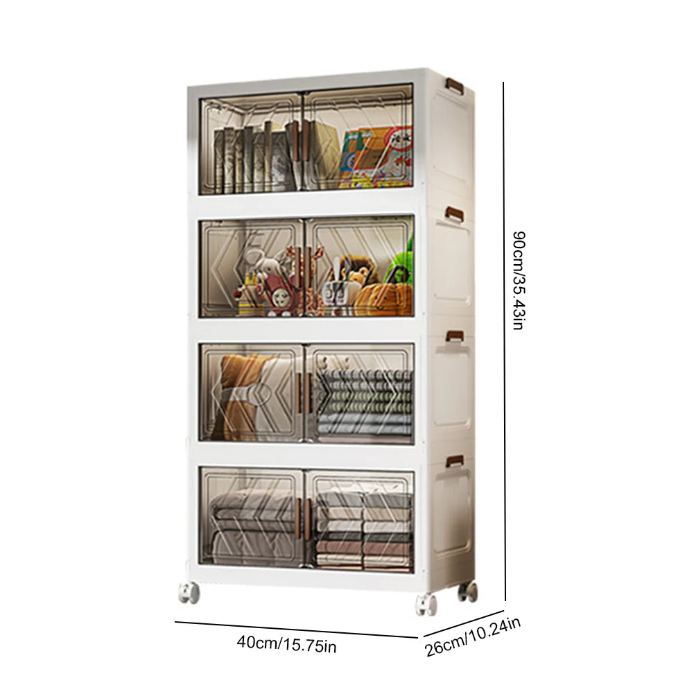 Alloet Four Tier Stackable Storage Bins With Lids And Doors