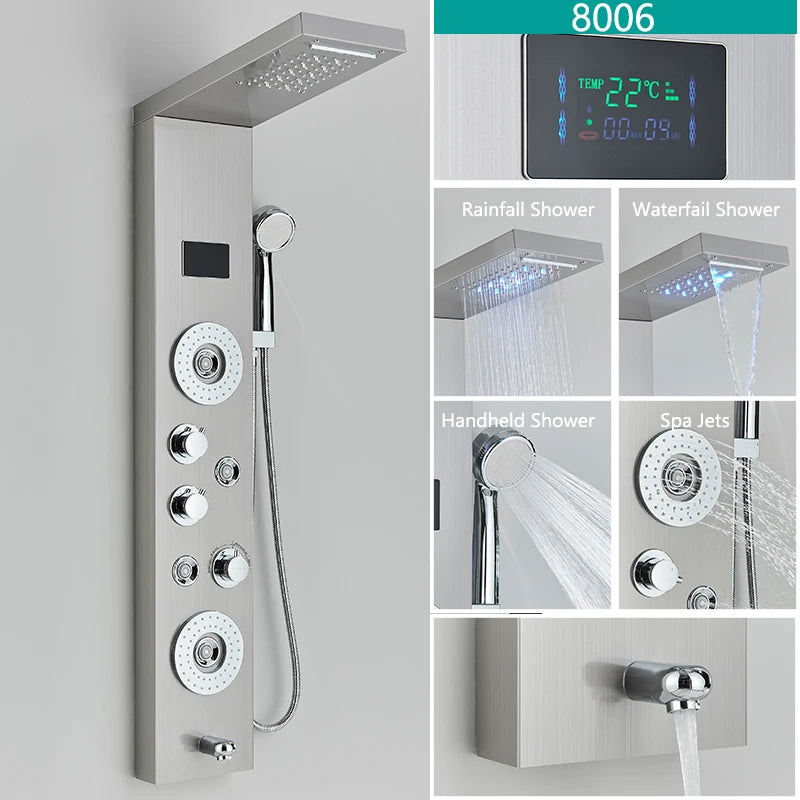 Wanmivezlo LED Bath Shower Faucet Panel System Temperature