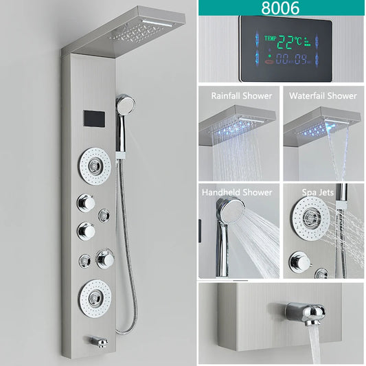 Wanmivezlo LED Bath Shower Faucet Panel System Temperature
